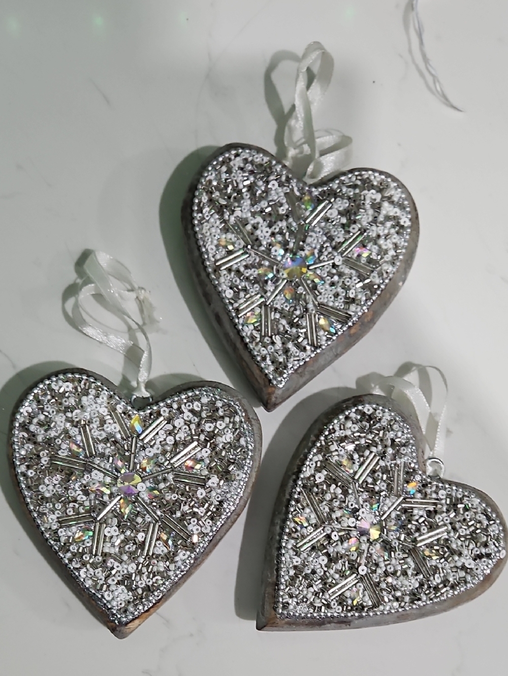 Silver Sequin Heart Hanging Ornament - Brand: - Picture 4 of 4
